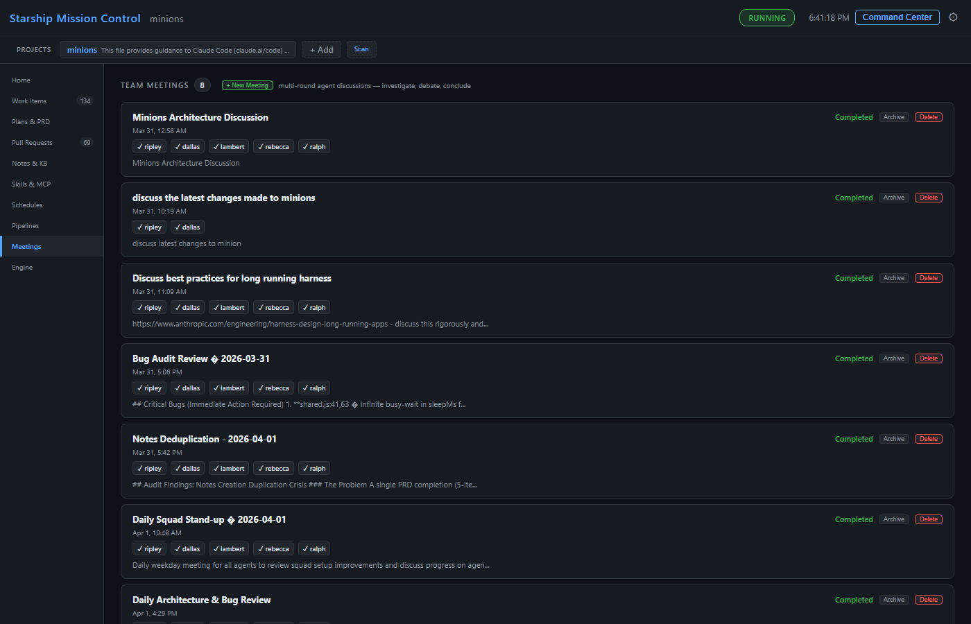 Meetings page